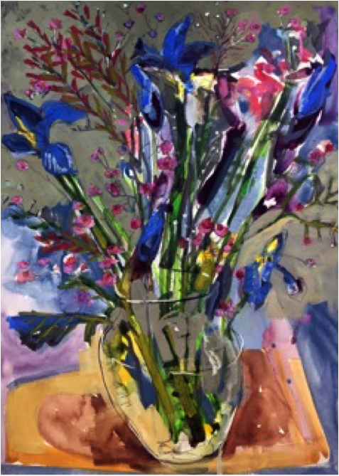 Painting of flowers in a vase, by Erin McGee Ferrell